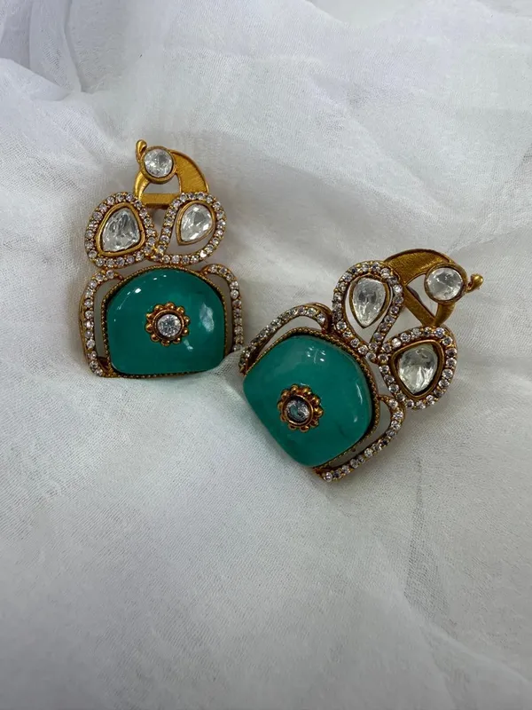 Green_Premium_Handcrafted_Designer_Gold-Toned_Earrings_Set_For_Women