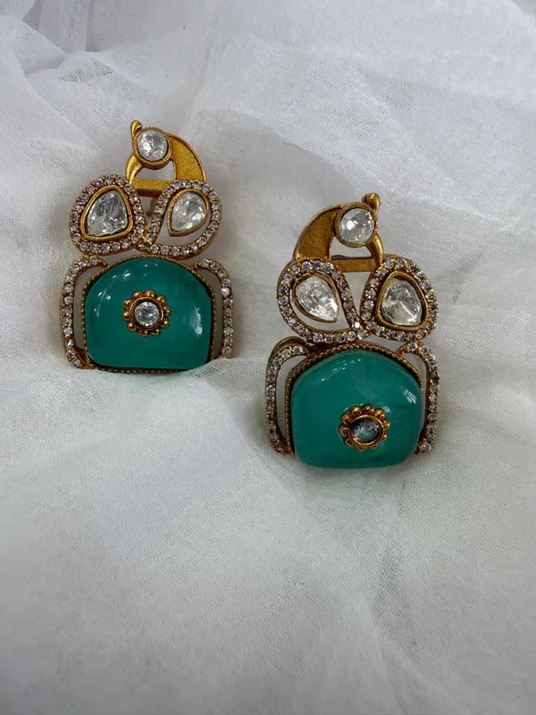 Green_Premium_Handcrafted_Designer_Gold-Toned_Earrings_Set_For_Women