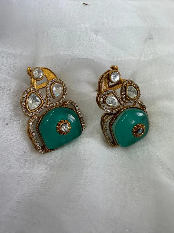 Green_Premium_Handcrafted_Designer_Gold-Toned_Earrings_Set_For_Women