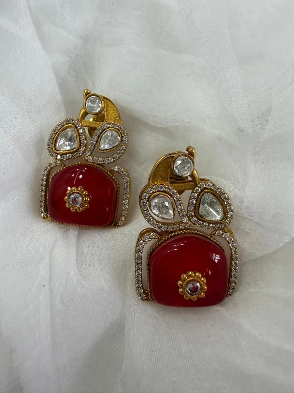 Red_Premium_Handcrafted_Designer_Gold-Toned_Earrings_Set_For_Women