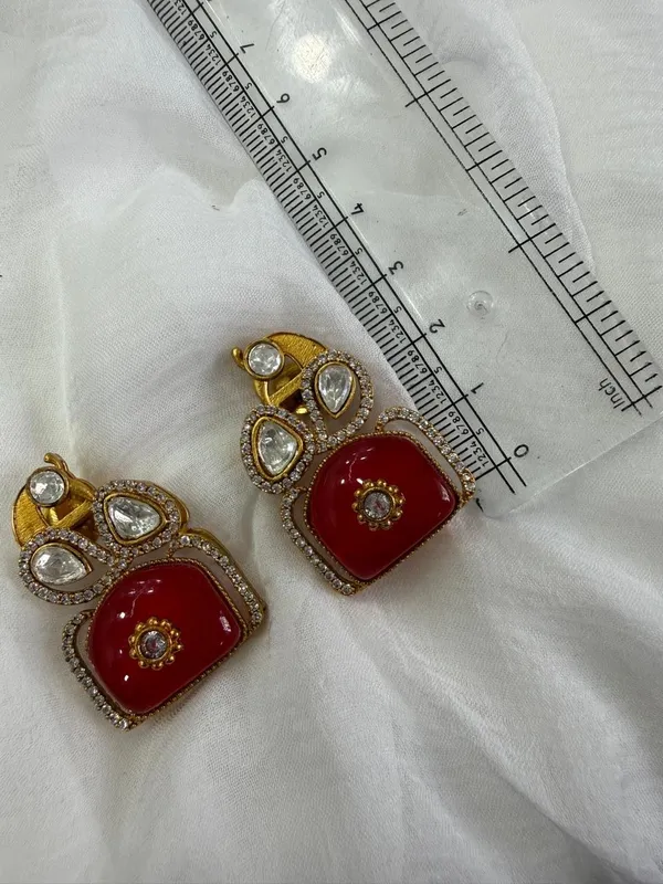 Red_Premium_Handcrafted_Designer_Gold-Toned_Earrings_Set_For_Women
