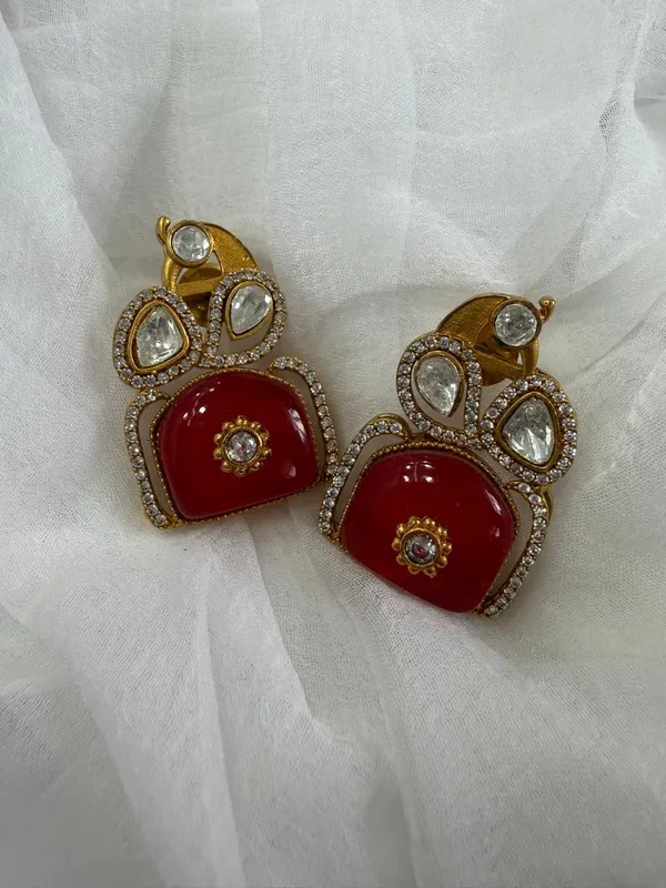Red_Premium_Handcrafted_Designer_Gold-Toned_Earrings_Set_For_Women