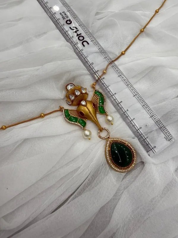 Green_Elegant_Ganesha_Pendant_Necklace_Set_with_Stones_&_Pearls_Traditional_Ethnic__For_Women