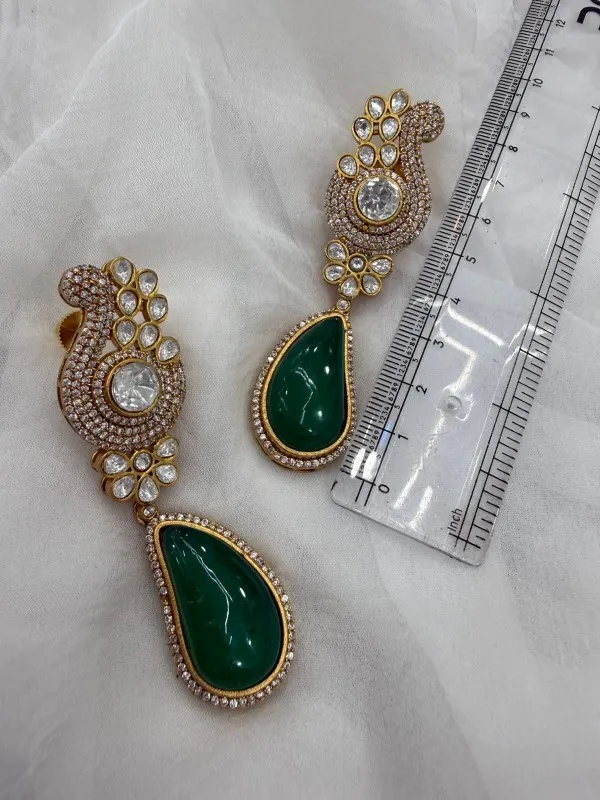 Green_Premium_Handcrafted_Designer_Gold-Toned_Earrings_Set_For_Women