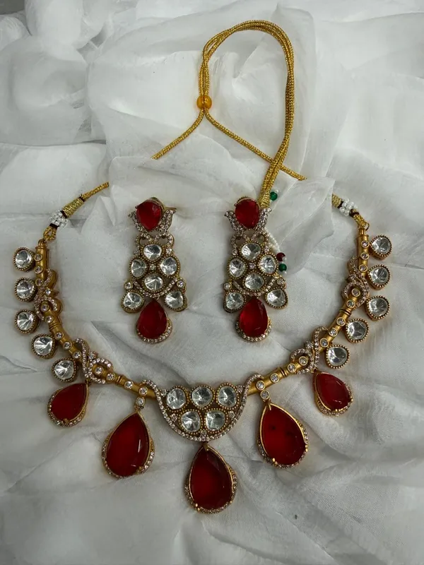 Red_Premium_Handcrafted_Designer_Golden_Necklace_With_Matching_Earrings_Set_For_Women