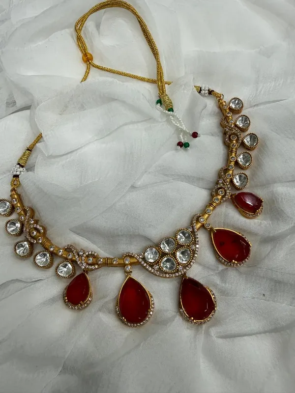 Red_Premium_Handcrafted_Designer_Golden_Necklace_With_Matching_Earrings_Set_For_Women
