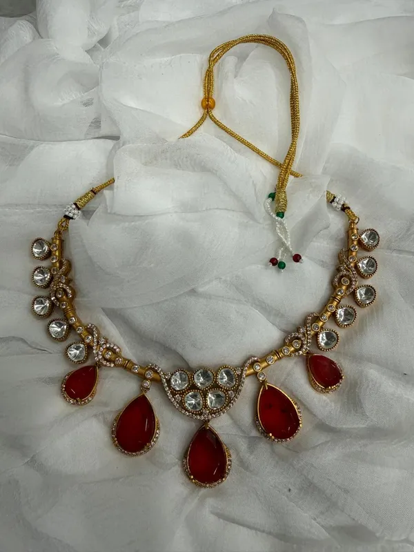 Red_Premium_Handcrafted_Designer_Golden_Necklace_With_Matching_Earrings_Set_For_Women