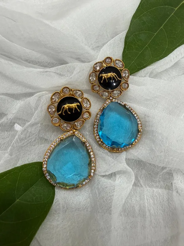 Sky_Blue_Premium_Handcrafted_Designer_Gold_Toned_Earrings_Set_For_Women