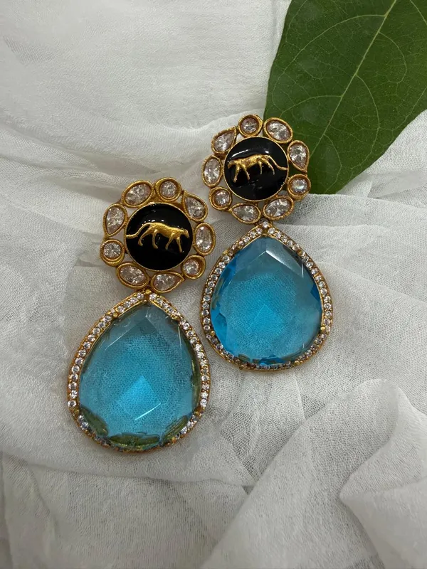 Sky_Blue_Premium_Handcrafted_Designer_Gold_Toned_Earrings_Set_For_Women