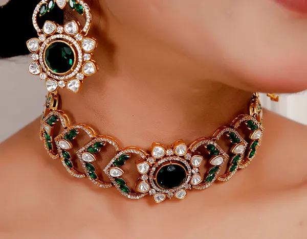 Green_Premium_Handcrafted_Designer_Golden_Necklace_With_Matching_Earrings_Set_For_Women