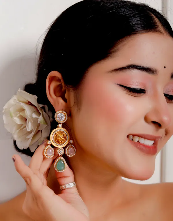 Multicolor_Premium_Handcrafted_Designer_Gold-Toned_Earrings_Set_For_Women