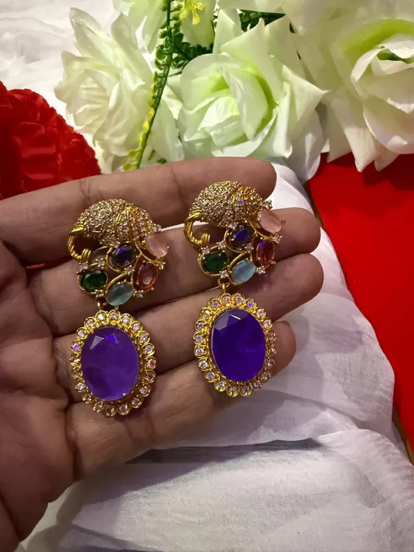 Purple_Premium_Handcrafted_Designer_Gold-Toned_Earrings_Set_For_Women