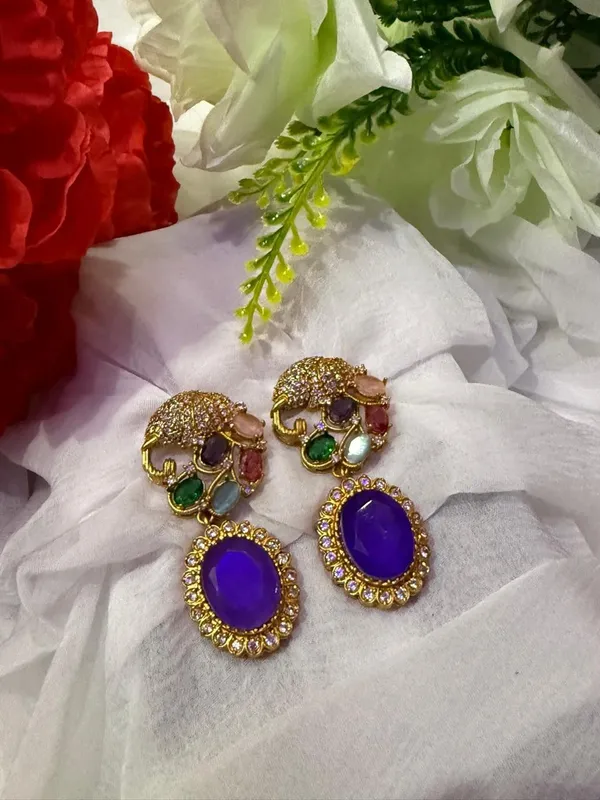Purple_Premium_Handcrafted_Designer_Gold-Toned_Earrings_Set_For_Women