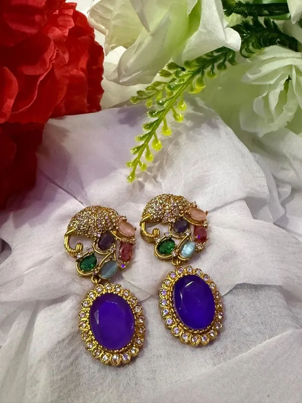 Purple_Premium_Handcrafted_Designer_Gold-Toned_Earrings_Set_For_Women