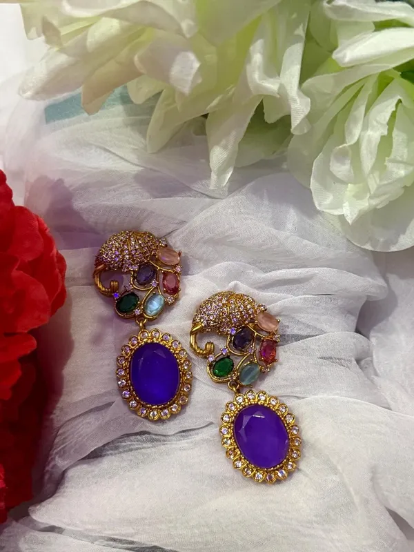 Purple_Premium_Handcrafted_Designer_Gold-Toned_Earrings_Set_For_Women