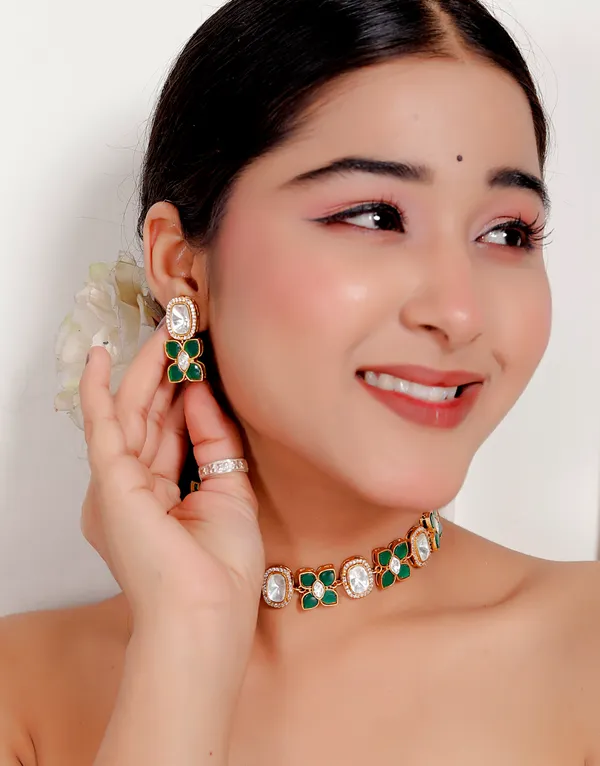 Green_Premium_Handcrafted_Designer_Golden_Necklace_With_Matching_Earrings_Set_For_Women