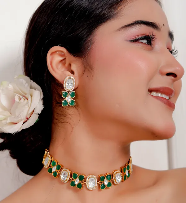 Green_Premium_Handcrafted_Designer_Golden_Necklace_With_Matching_Earrings_Set_For_Women
