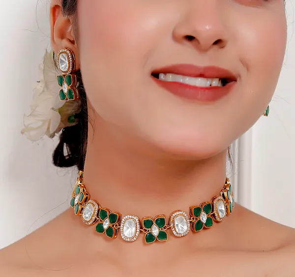 Green_Premium_Handcrafted_Designer_Golden_Necklace_With_Matching_Earrings_Set_For_Women