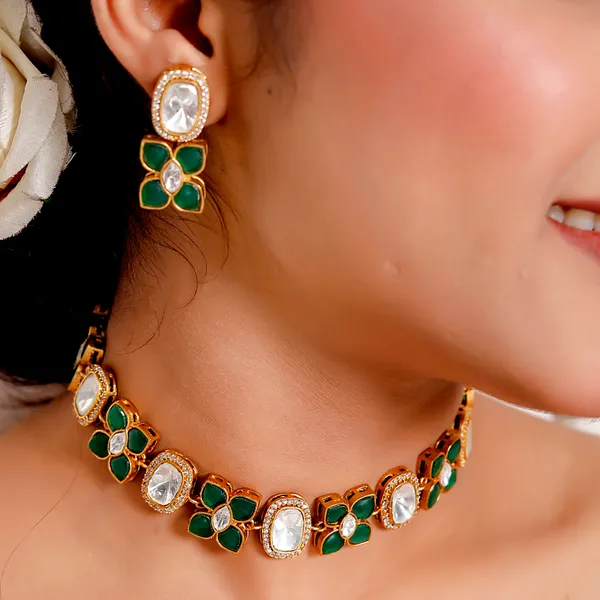 Green_Premium_Handcrafted_Designer_Golden_Necklace_With_Matching_Earrings_Set_For_Women