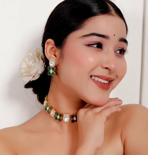 Green_Premium_Handcrafted_Designer_Golden_Necklace_With_Matching_Earrings_Set_For_Women