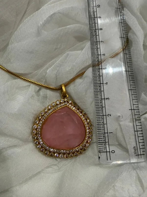 Pink_Premium_Handcrafted_Designer_Golden_Necklace_With_Matching_Earrings_Set_For_Women