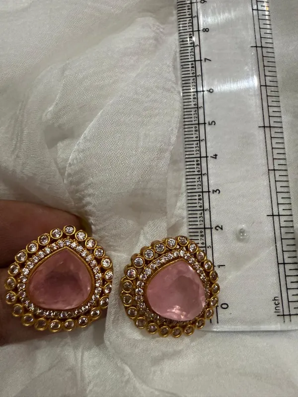 Pink_Premium_Handcrafted_Designer_Golden_Necklace_With_Matching_Earrings_Set_For_Women