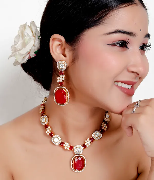 Red_Premium_Handcrafted_Designer_Golden_Necklace_With_Matching_Earrings_Set_For_Women