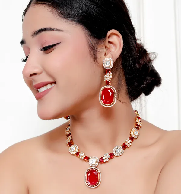Red_Premium_Handcrafted_Designer_Golden_Necklace_With_Matching_Earrings_Set_For_Women