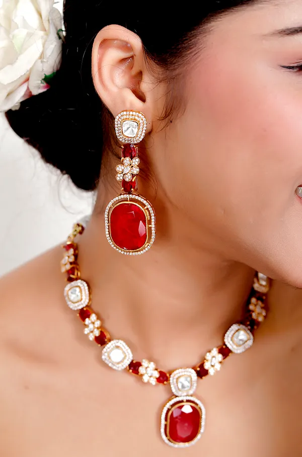 Red_Premium_Handcrafted_Designer_Golden_Necklace_With_Matching_Earrings_Set_For_Women