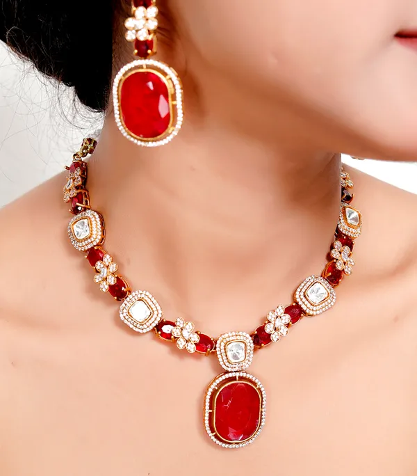 Red_Premium_Handcrafted_Designer_Golden_Necklace_With_Matching_Earrings_Set_For_Women