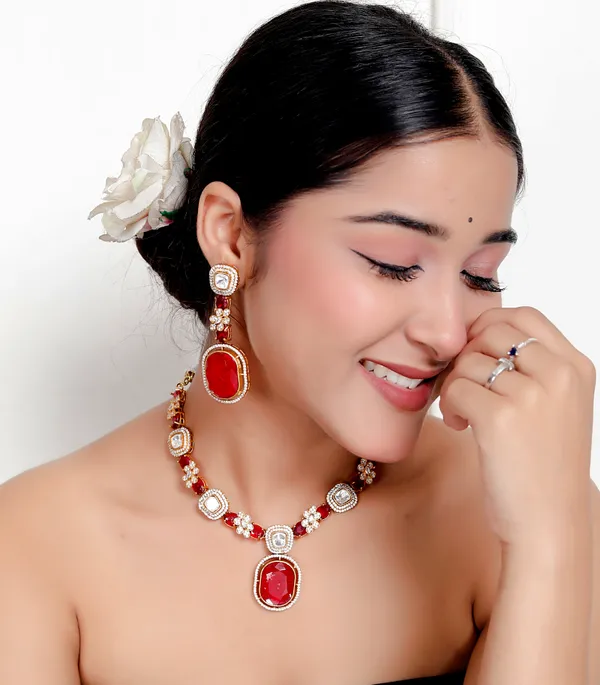Red_Premium_Handcrafted_Designer_Golden_Necklace_With_Matching_Earrings_Set_For_Women