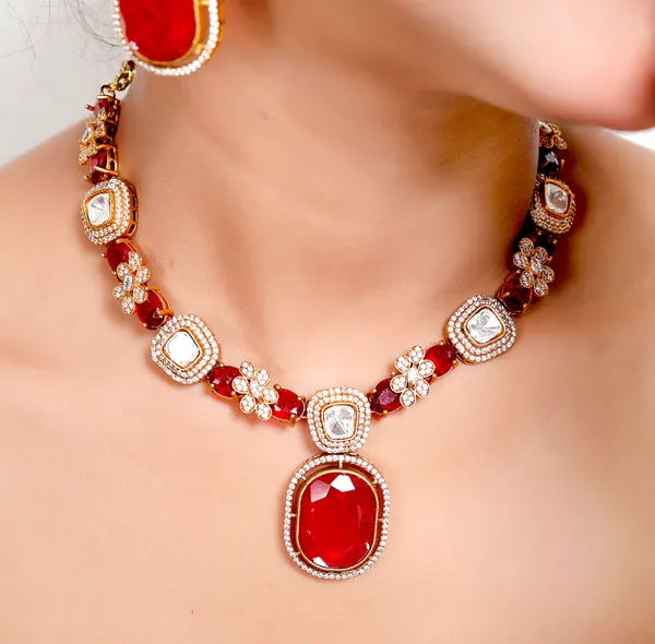 Red_Premium_Handcrafted_Designer_Golden_Necklace_With_Matching_Earrings_Set_For_Women