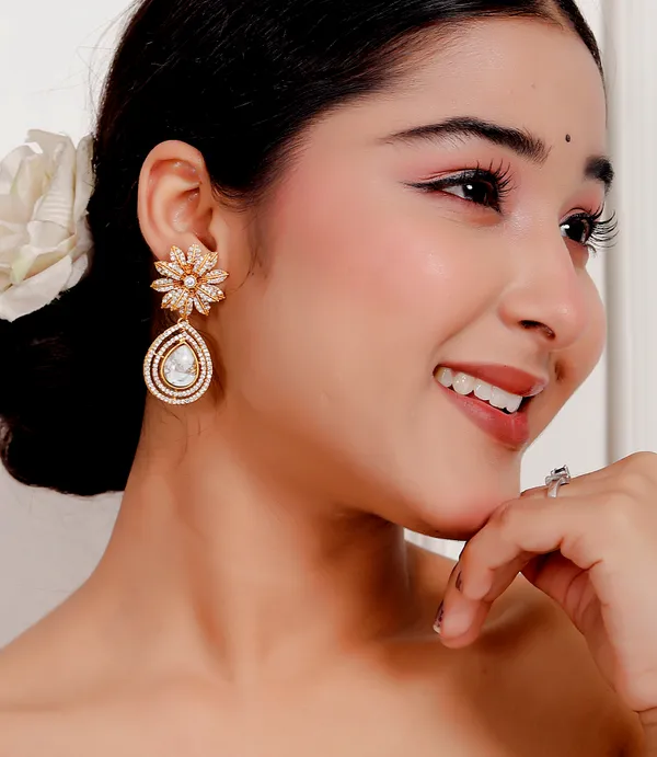 White_Premium_Handcrafted_Designer_Gold-Toned_Earrings_Set_For_Women