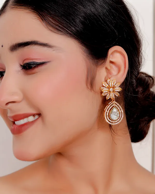 White_Premium_Handcrafted_Designer_Gold-Toned_Earrings_Set_For_Women