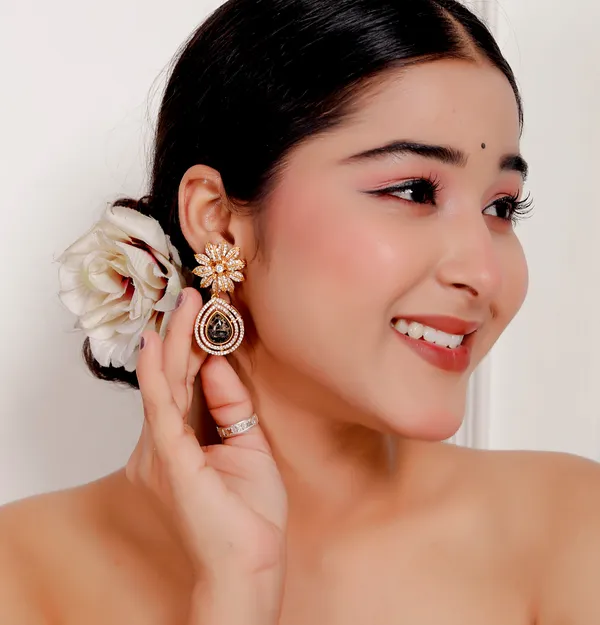 Black_Premium_Handcrafted_Designer_Gold-Toned_Earrings_Set_For_Women