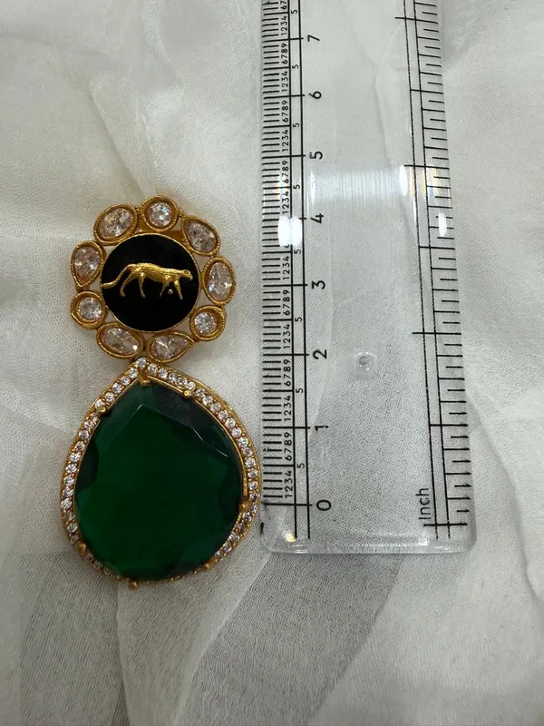 Green_Premium_Handcrafted_Designer_Gold_Toned_Earrings_Set_For_Women