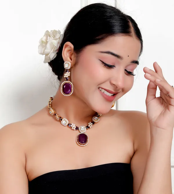 Purple_Premium_Handcrafted_Designer_Golden_Necklace_With_Matching_Earrings_Set_For_Women