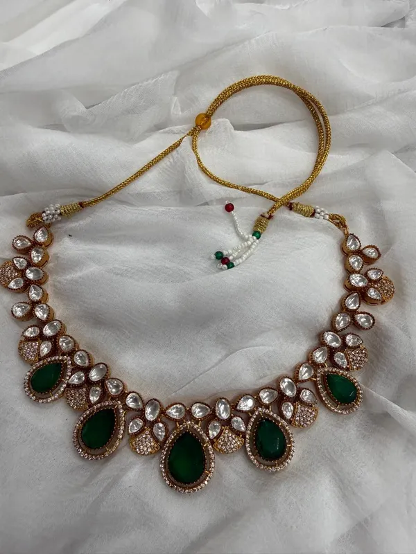 Green_Premium_Handcrafted_Designer_Golden_Necklace_With_Matching_Earrings_Set_For_Women