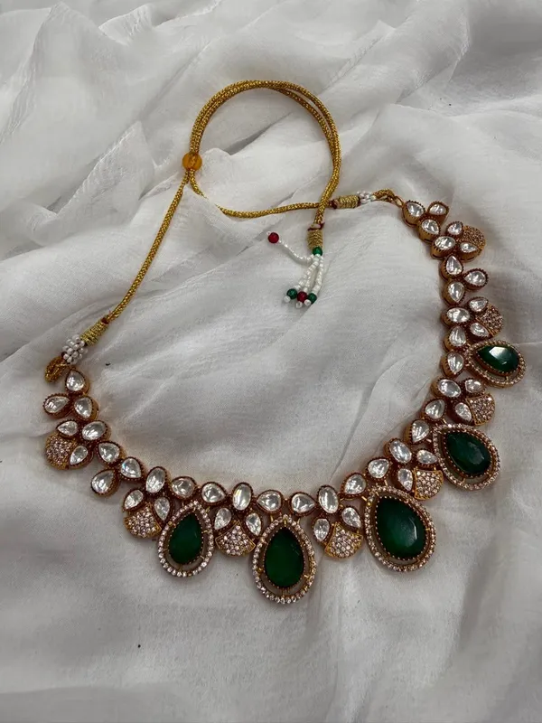 Green_Premium_Handcrafted_Designer_Golden_Necklace_With_Matching_Earrings_Set_For_Women