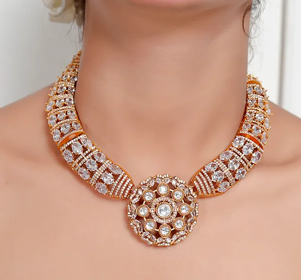 Gold_Premium_Handcrafted_Designer_Necklace_With_Matching_Earrings_Set_For_Women