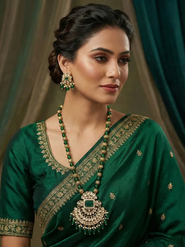 Green_Gold_Plated_Regal_Charm_Green_Carving_And_Kundan_Stones_Rani_Haar_With_Matching_Earrings_For_Women