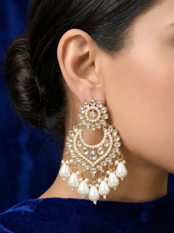 Antique_Gold_Chandbali_Earrings_for_Women_with_Pearl_Drop,_Kundan_Work,_Traditional_Indian_Jewelry