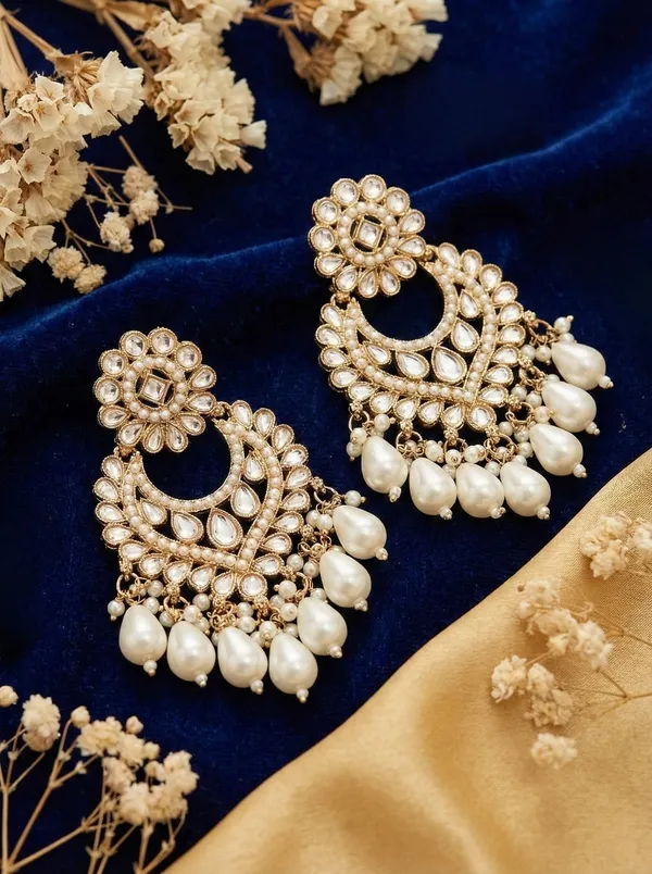 Antique_Gold_Chandbali_Earrings_for_Women_with_Pearl_Drop,_Kundan_Work,_Traditional_Indian_Jewelry