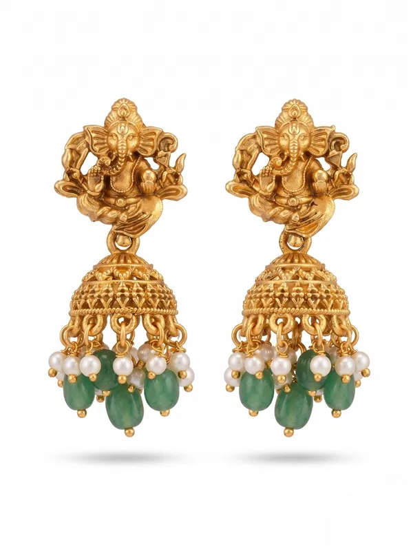 Antique_Gold-Plated_Lord_Ganesha_Pendant_Chain_&_Jhumka_Earrings_Set