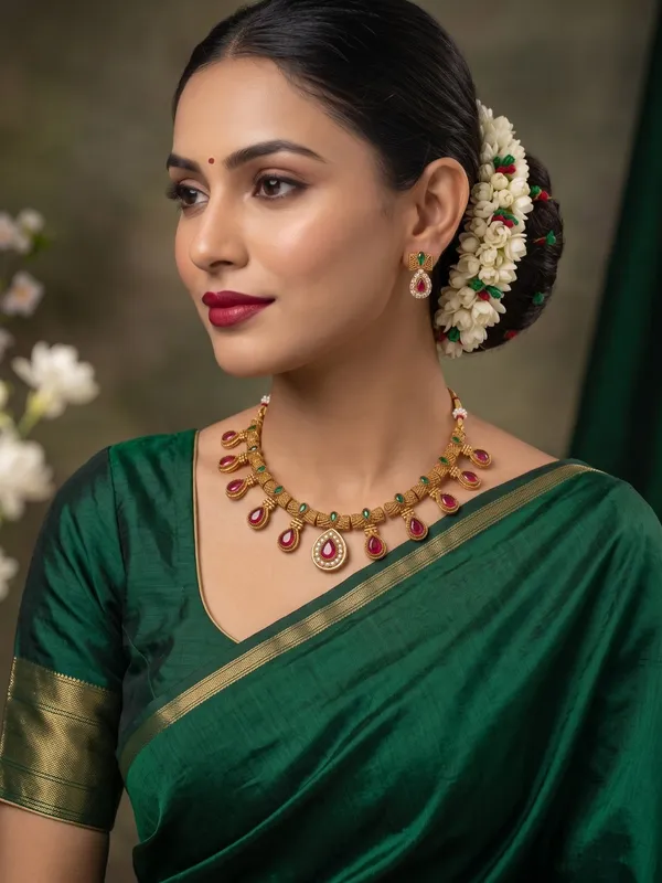Antique_Gold-Plated_Ruby_&_Green_Kundan_Drop_Necklace_Set_with_Matching_Earrings