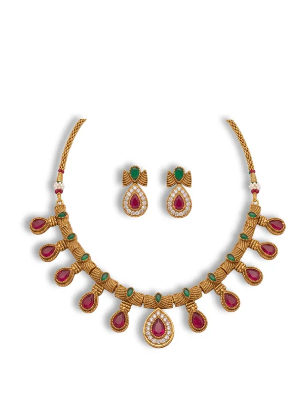 Antique_Gold-Plated_Ruby_&_Green_Kundan_Drop_Necklace_Set_with_Matching_Earrings