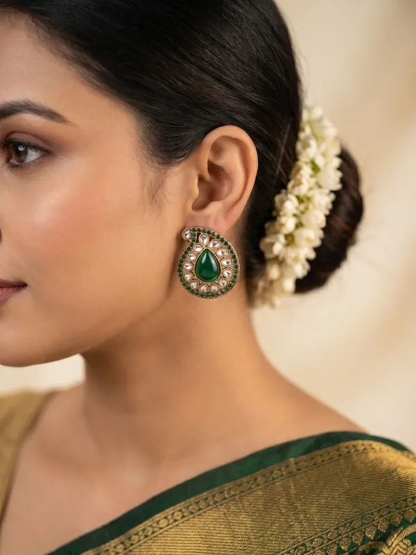 Antique_Gold_Plated_Stud_Earrings_Set_of_4_–_Handcrafted_Kundan_&_Stone_Multi-Color_Combo_Set