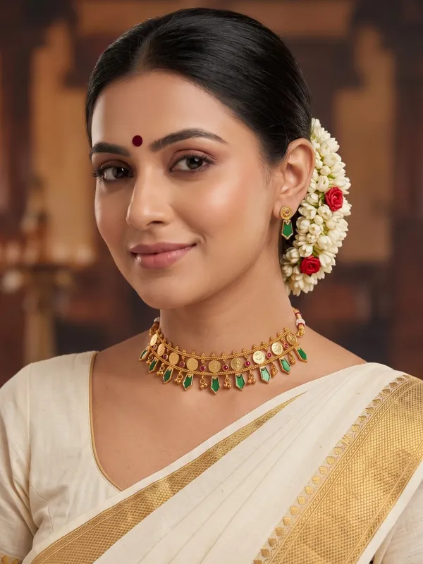Antique_Gold-Plated_Traditional_Palakka_Choker_&_Matching_Earrings_Set_with_Ruby_Kundan_&_Green_Meenakari_Work