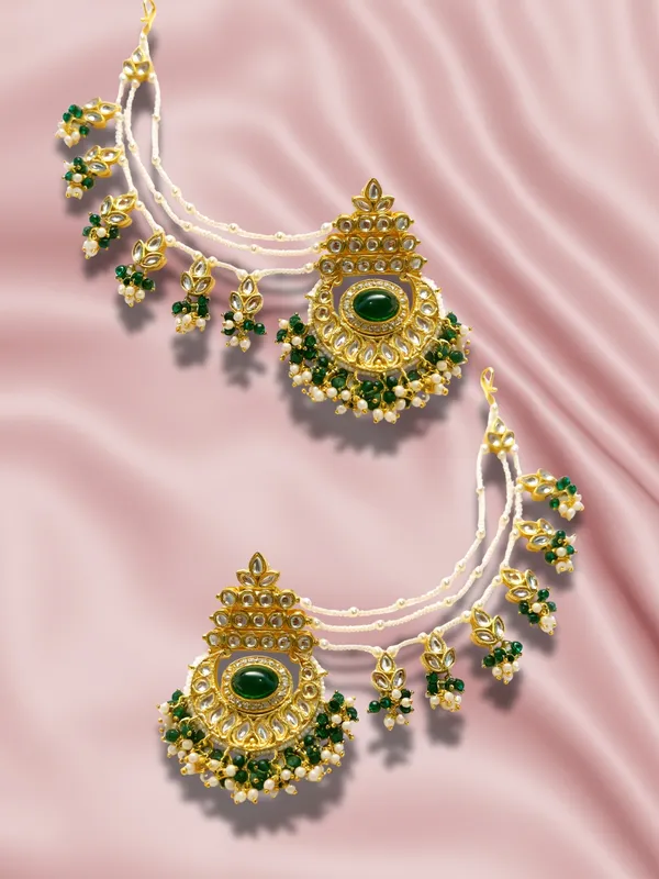Regal_Emerald_&_Pearl_Chaandbali_Earrings_with_Hair_Chain