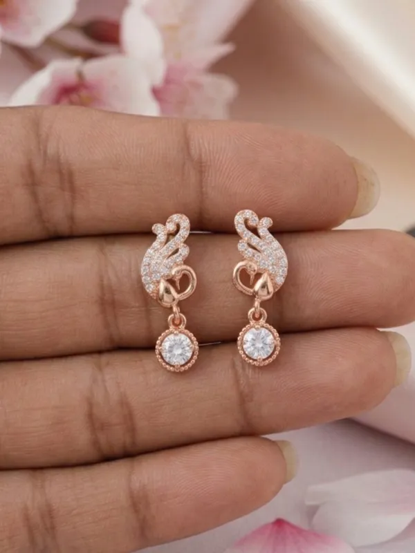 Exquisite_Rose_Gold_Swan_Drop_Earrings_from_Reesha_Jewel